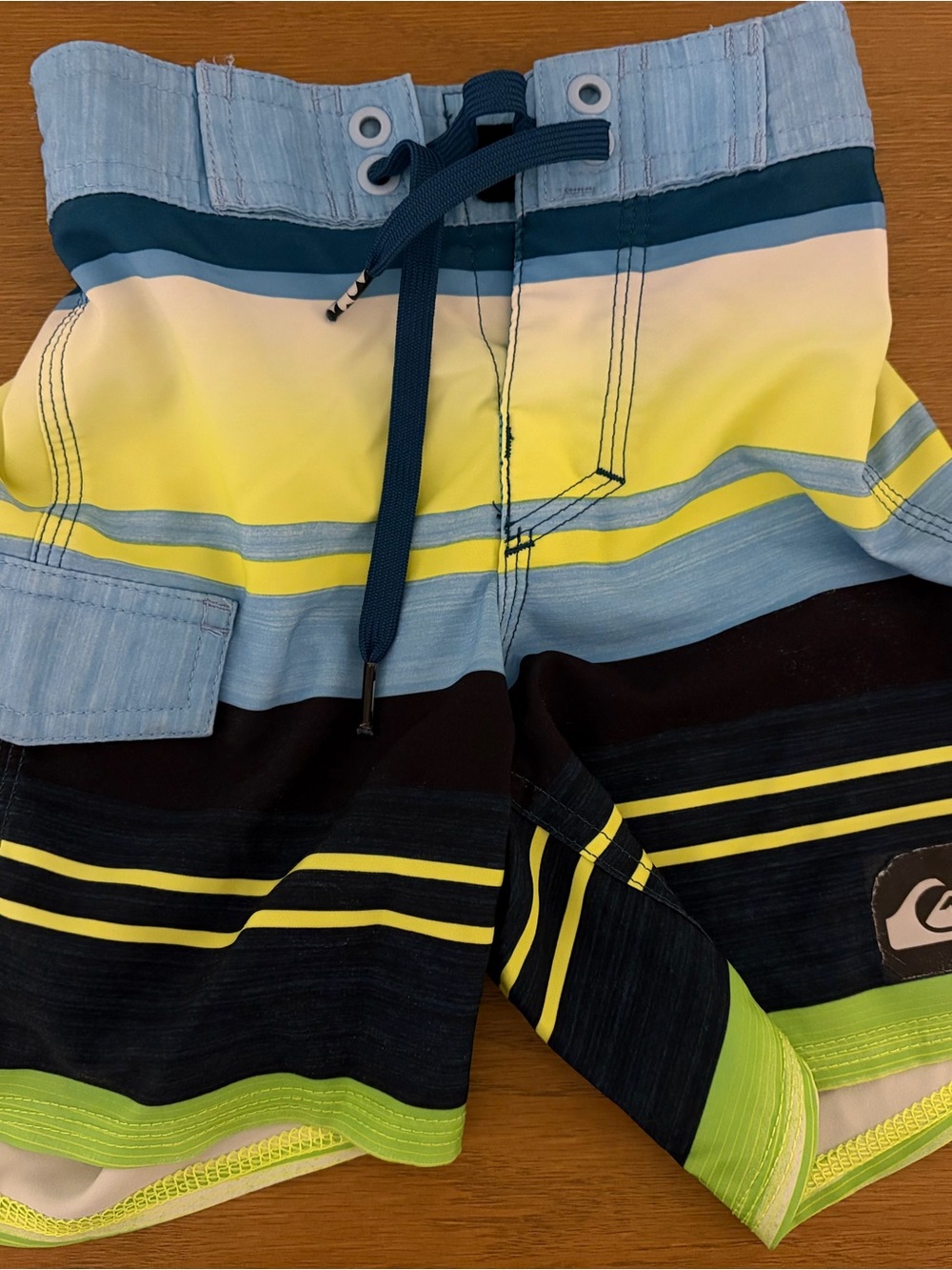 Quiksilver Boys' Blue, Yellow & Black Striped Board Shorts